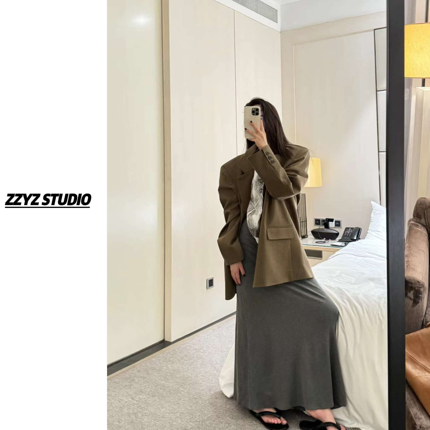 【ZZYZ】“本期挚爱”休闲风舒适显瘦垂感长款显瘦百搭A字半身裙
