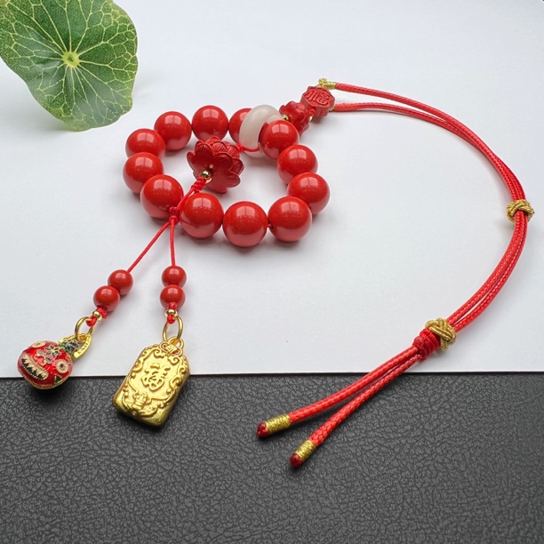 含辰砂工艺品【翠中翠】含辰砂朱砂DIY简约设计车挂