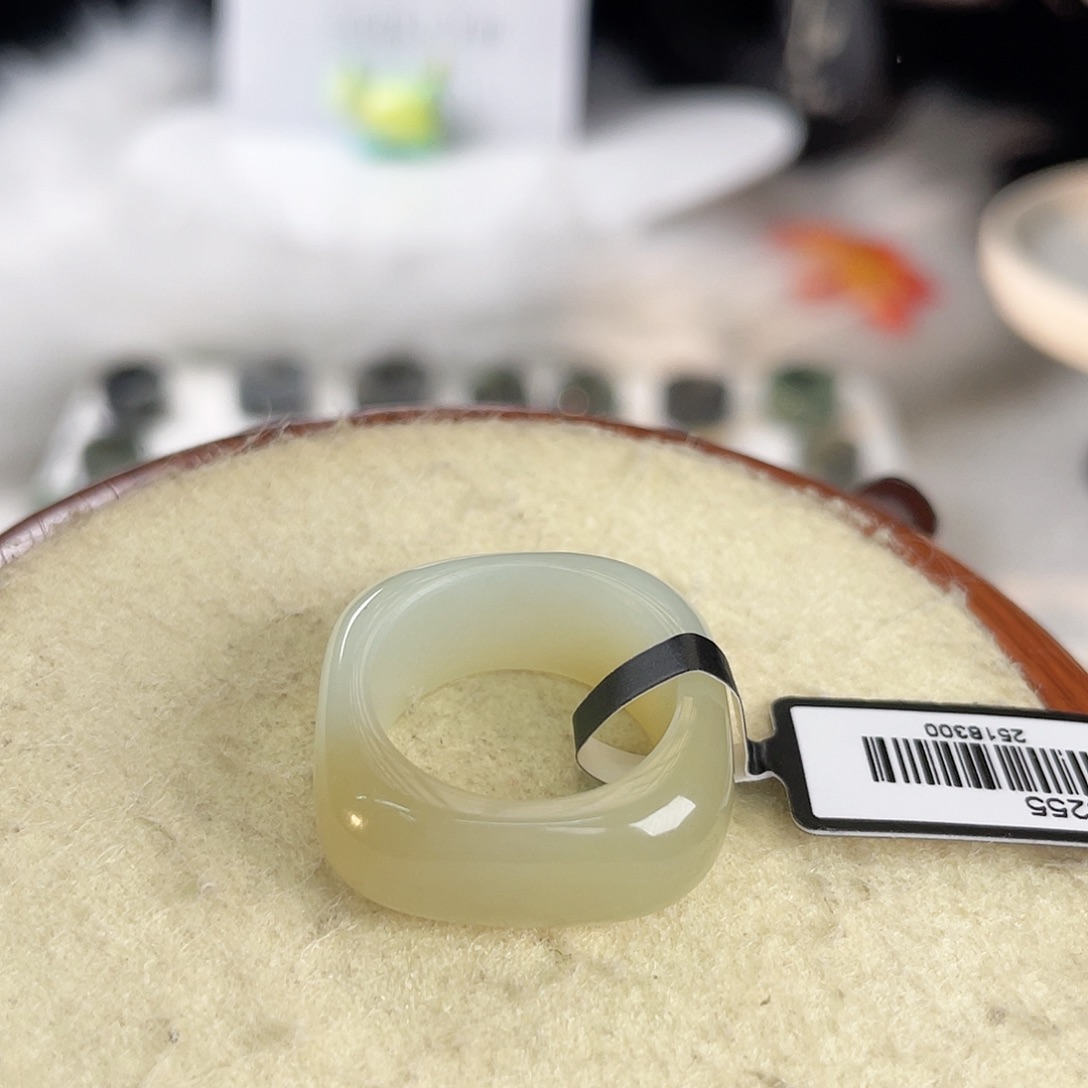 和田玉未镶嵌戒指c90糖白方圆17.5