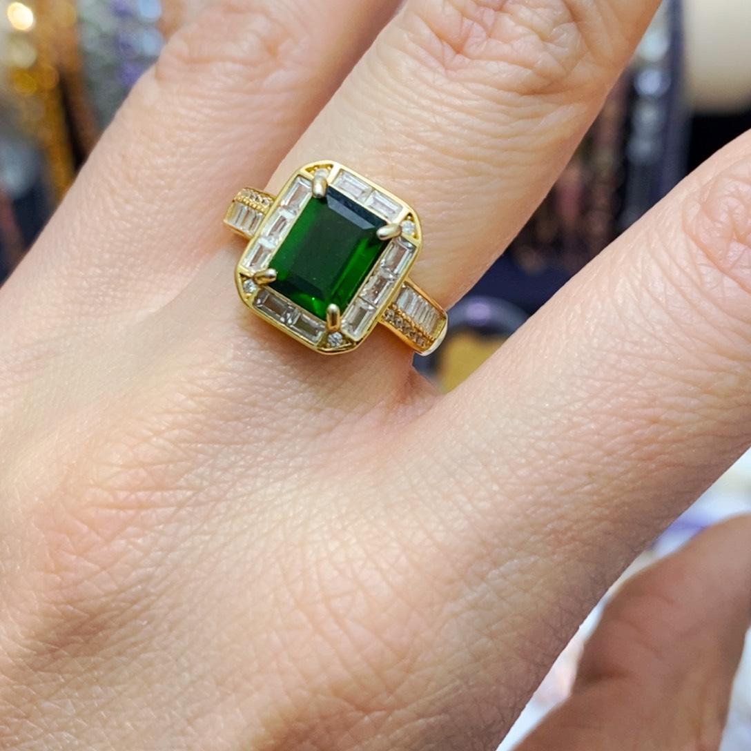 透辉石戒指银S925镶嵌