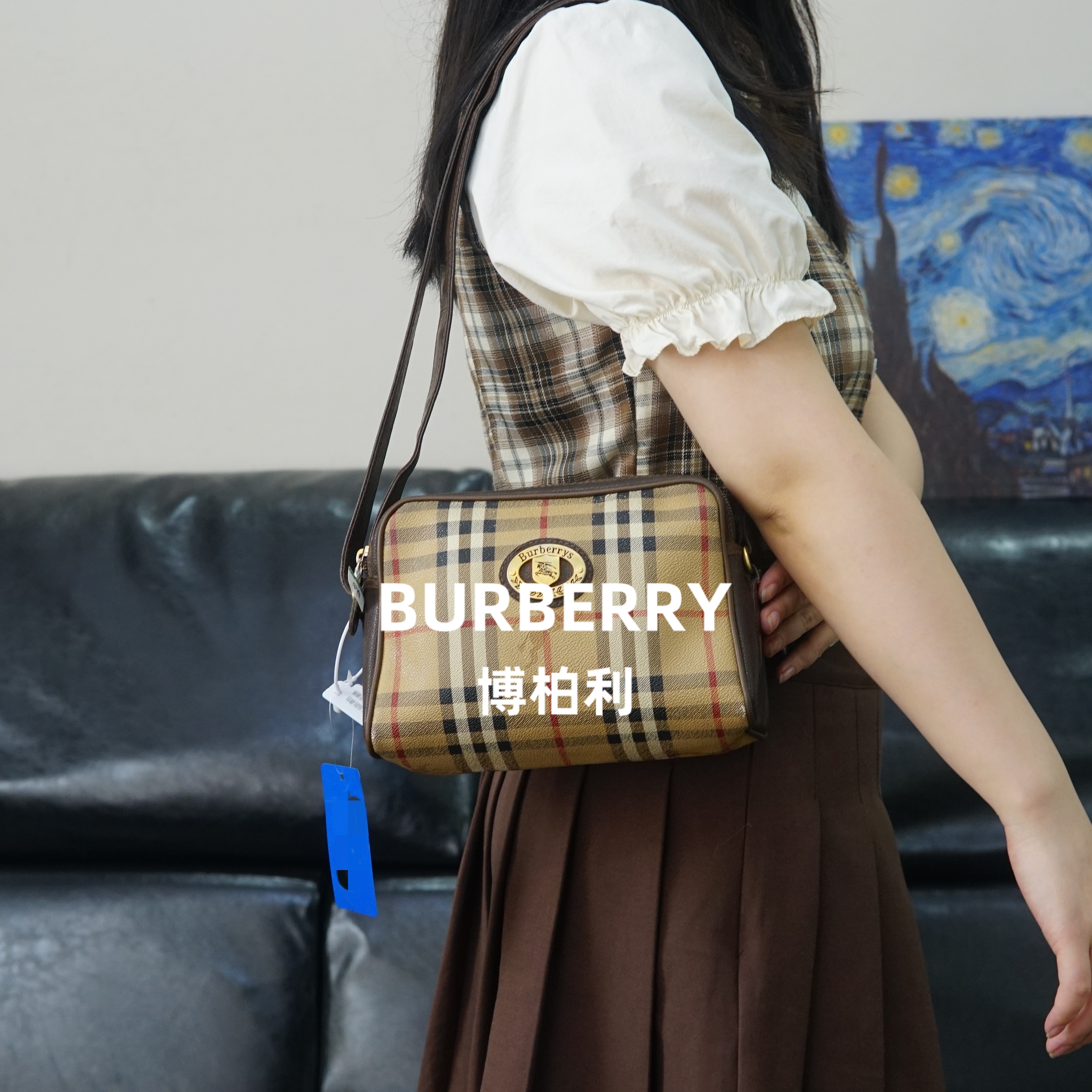 95新 BURBERRY/博柏利 战马格纹单肩包/EE05621057/1057