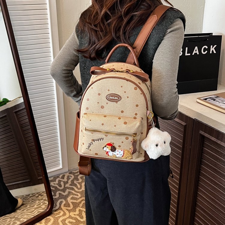时尚刺绣百搭大容量背包印花通勤双背包潮流女士休闲逛街包包