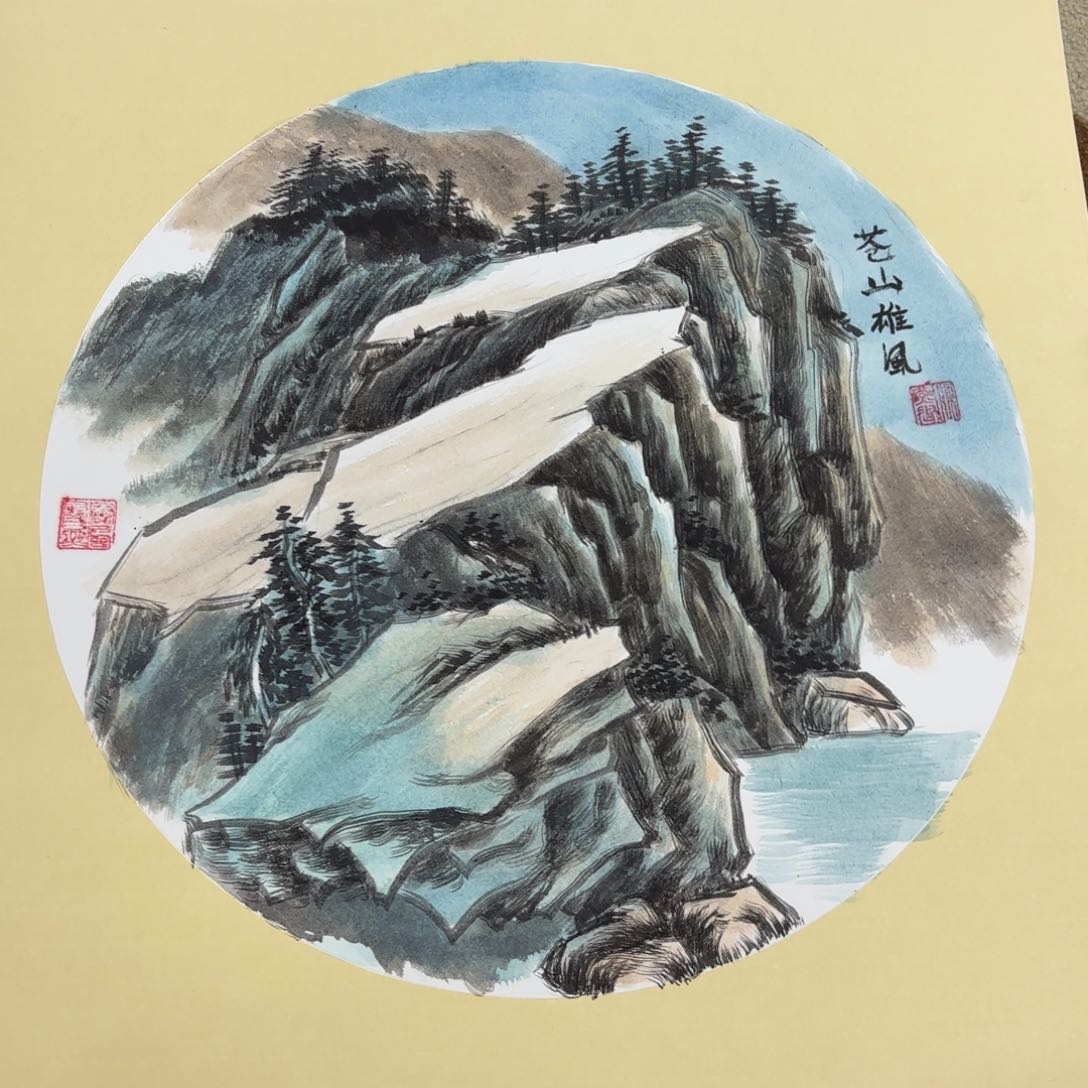 国画斗方花鸟山水手绘