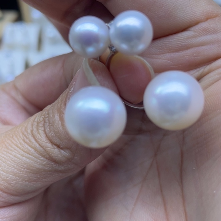 小***滴淡水珍珠耳饰银S925镶嵌