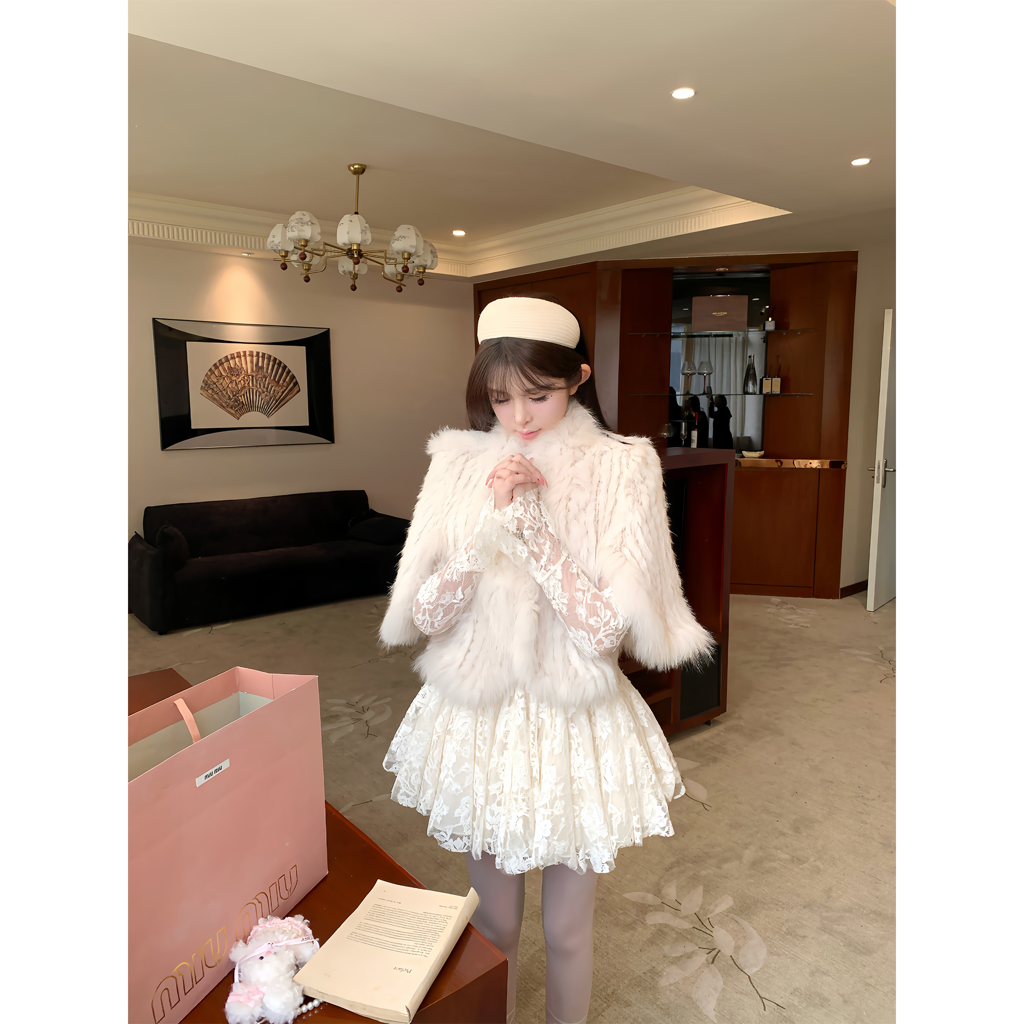 天鹅er【兔毛】25最新毛毛外套冬季E25N10163