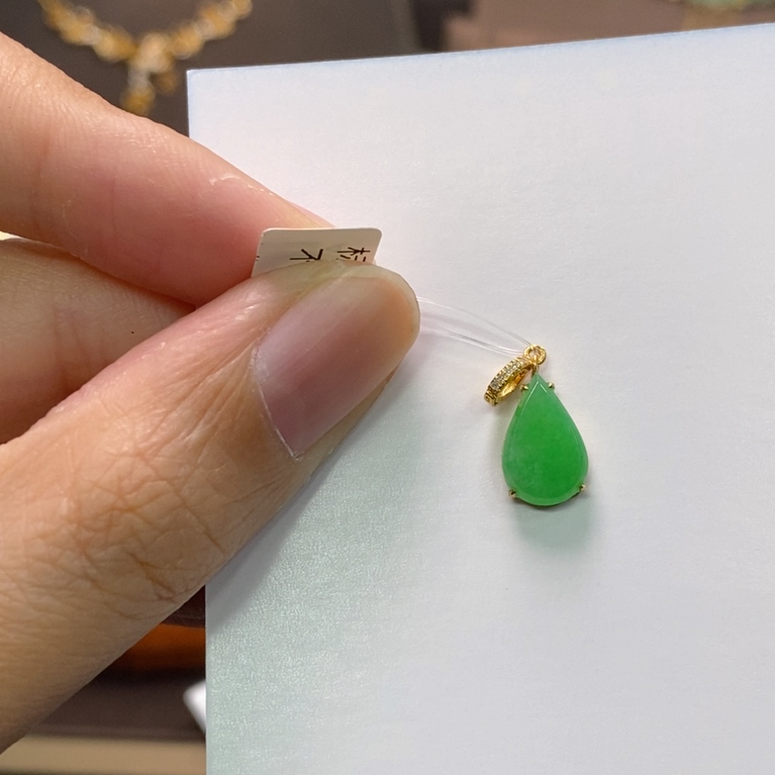 翡翠颈饰18K金镶嵌净货13907