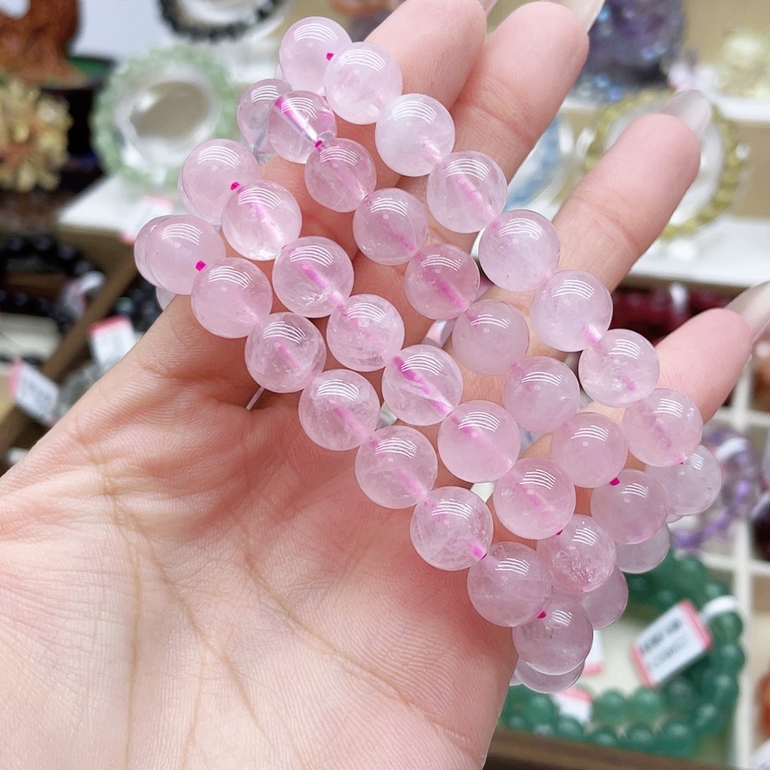 水晶手链未镶嵌粉水10mm+