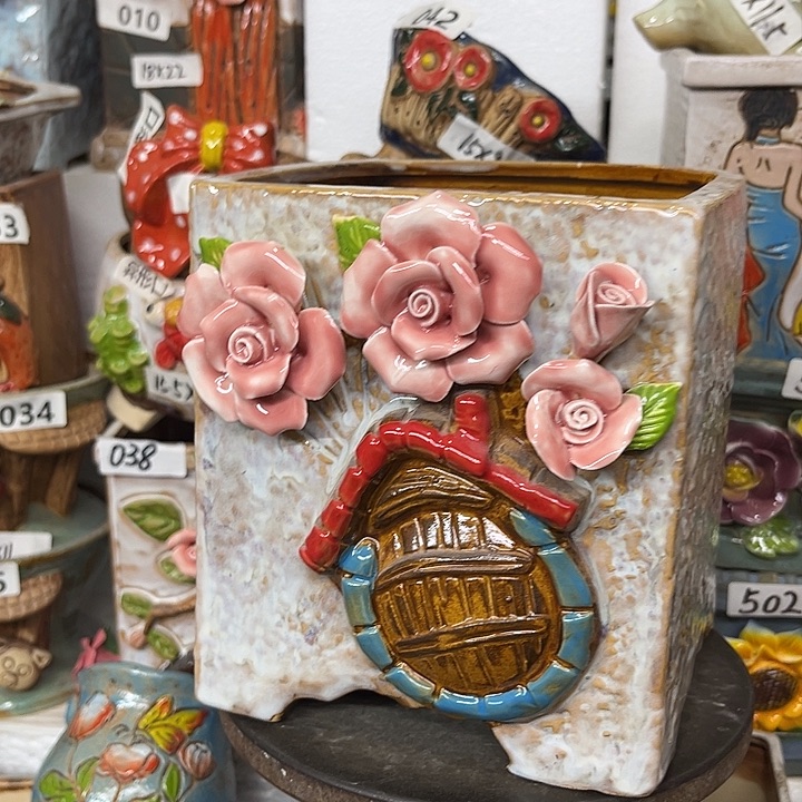 粗陶材质多肉花盆发货三个