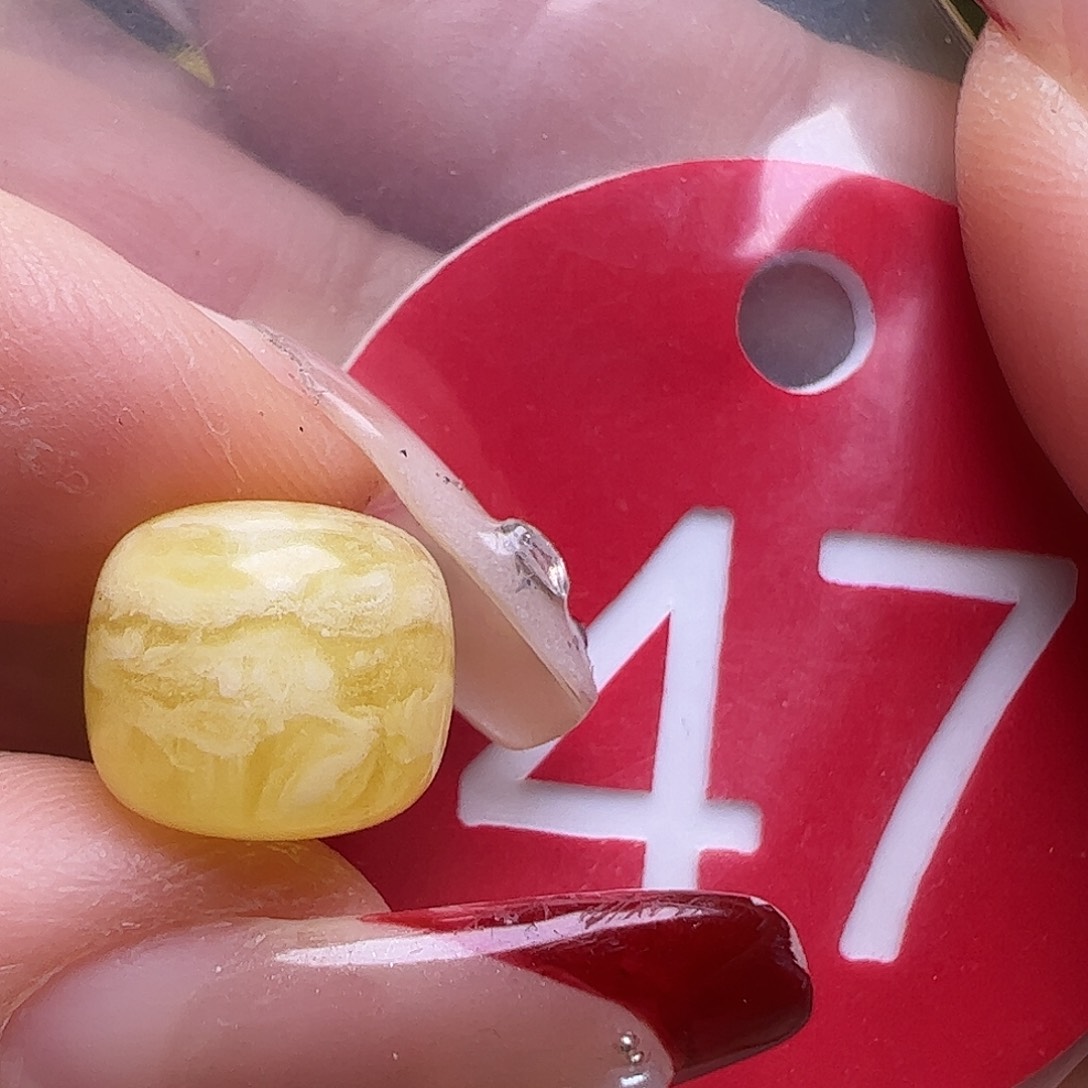 蜜蜡未镶嵌珠宝奇石10mm金瓷白虎皮老型