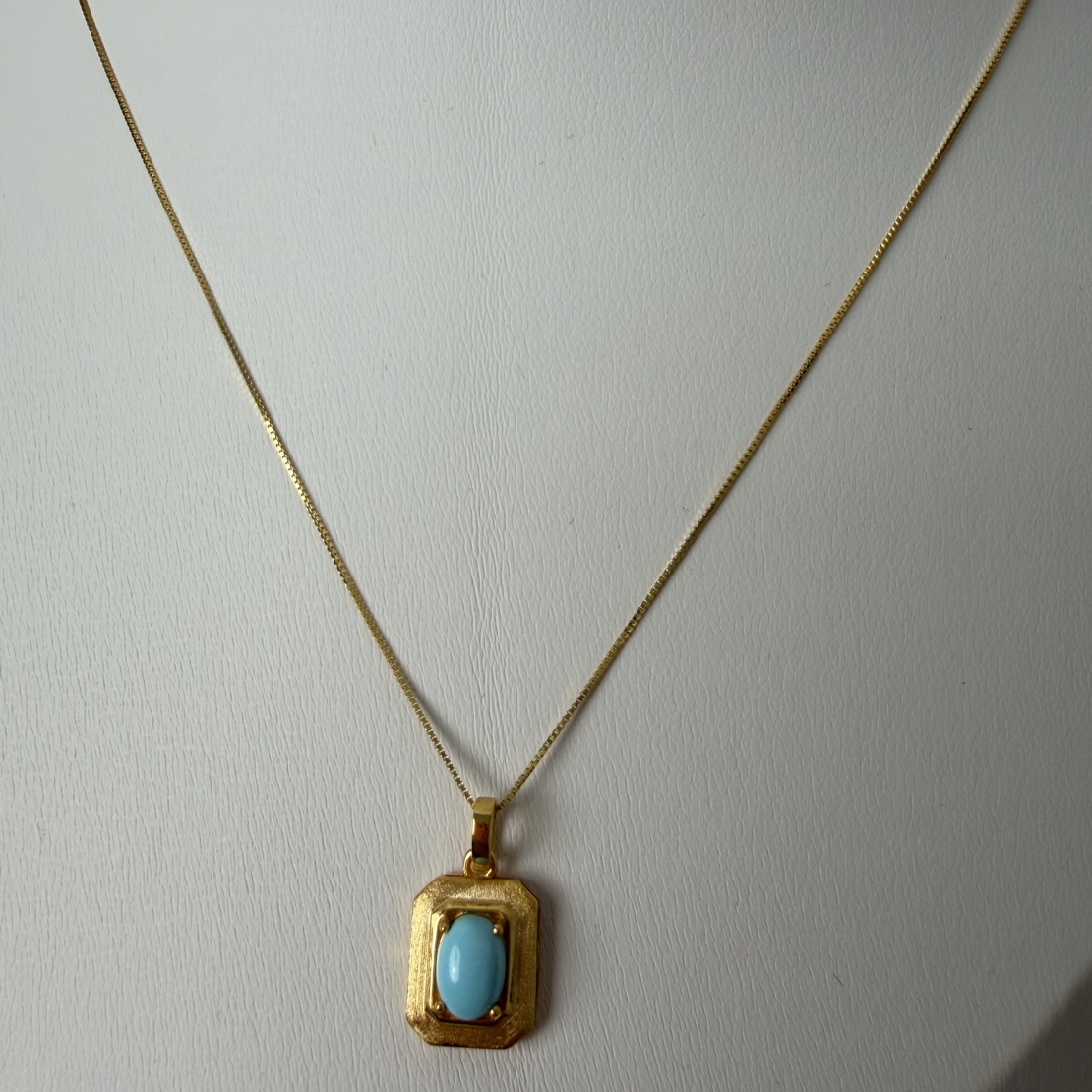 天然原矿绿松石吊坠金色精致小巧吊坠时尚简约大方女款