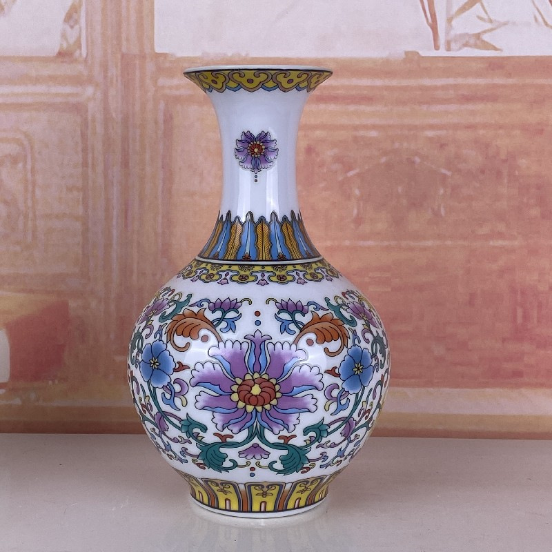 夜光粉彩瓶工艺品摆件