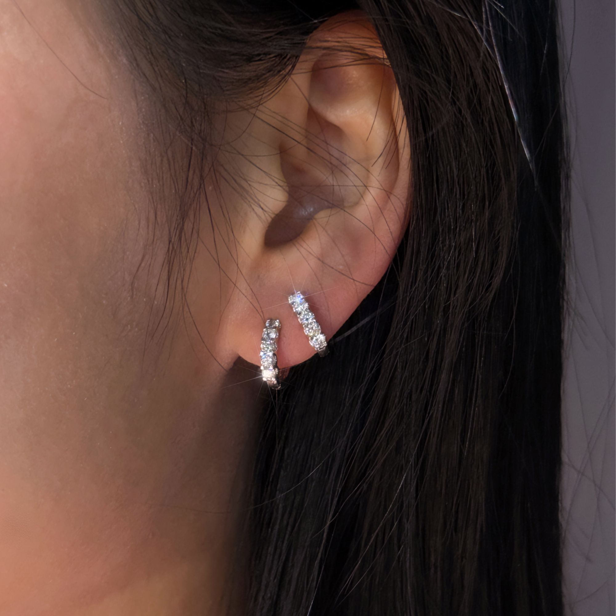 QANNA【60分】【满钻耳扣】【五公主】轻奢百搭钻石耳环排钻耳扣AY