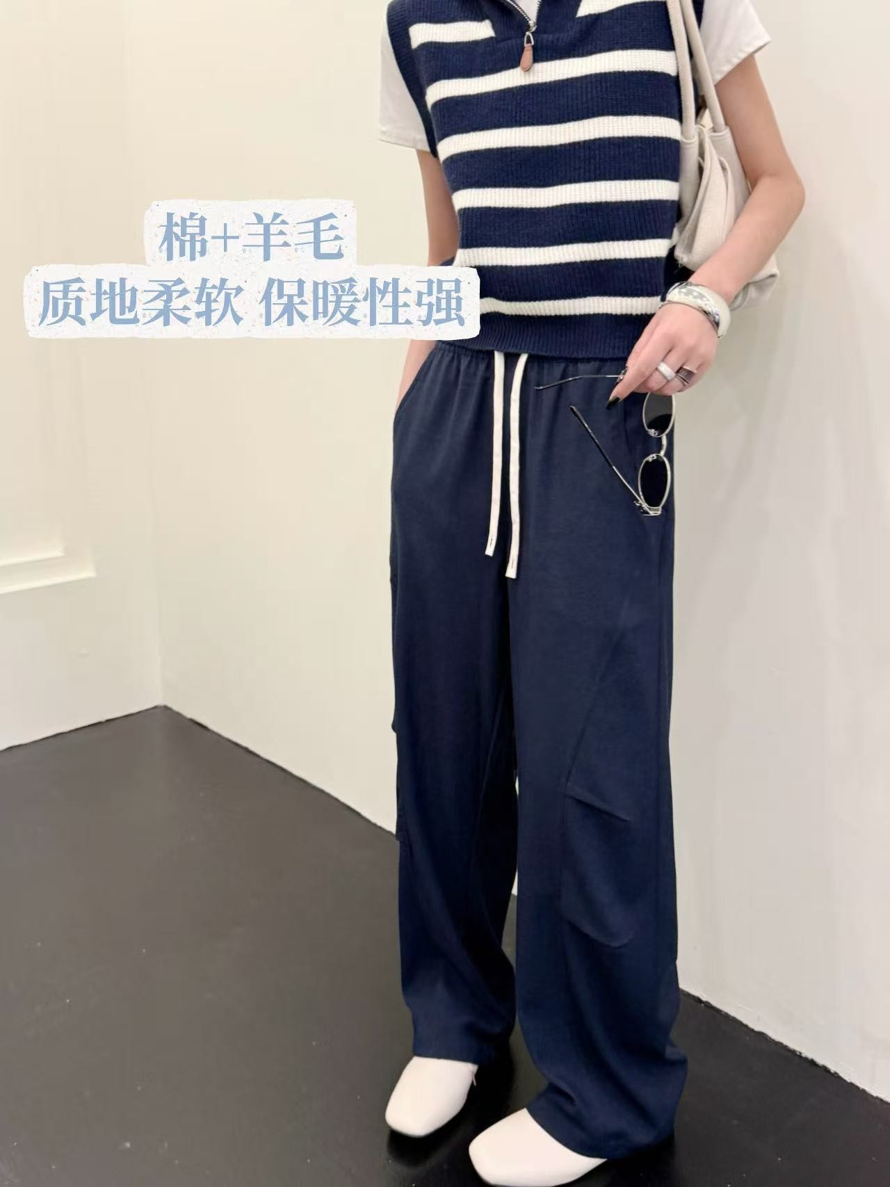 【2856】秋季美式INS风潮流卫裤~百搭时尚复古高腰抽绳显瘦休闲裤