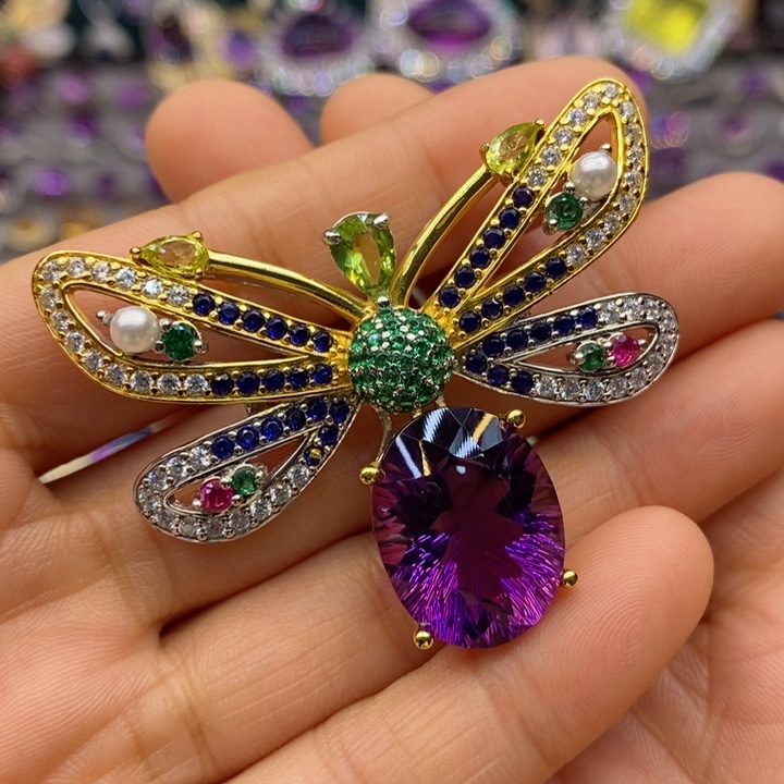 水晶颈饰银S925镶嵌天然水晶吊坠