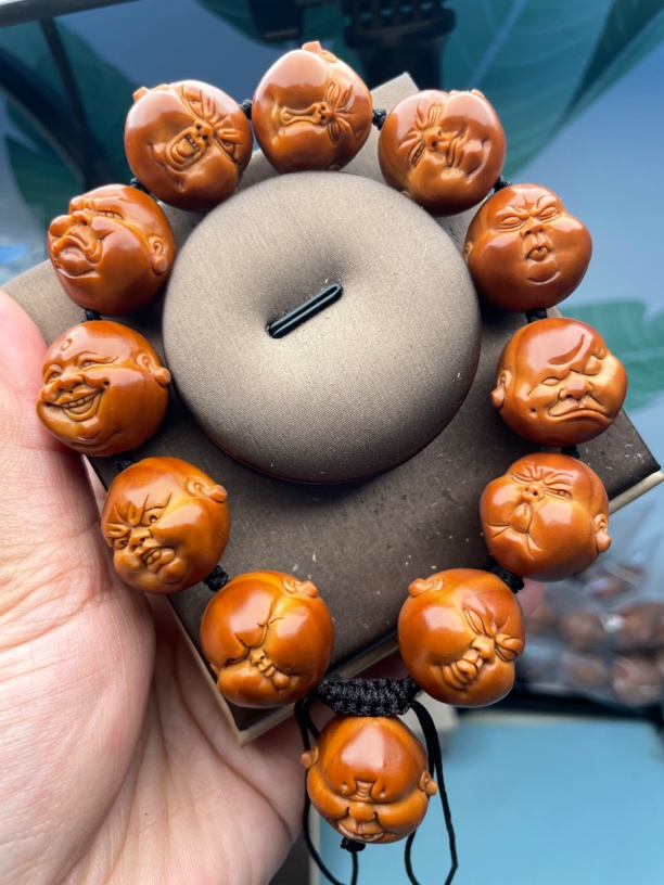 橄榄核21大籽正圆手工雕刻人生百态核雕文玩男士佩戴
