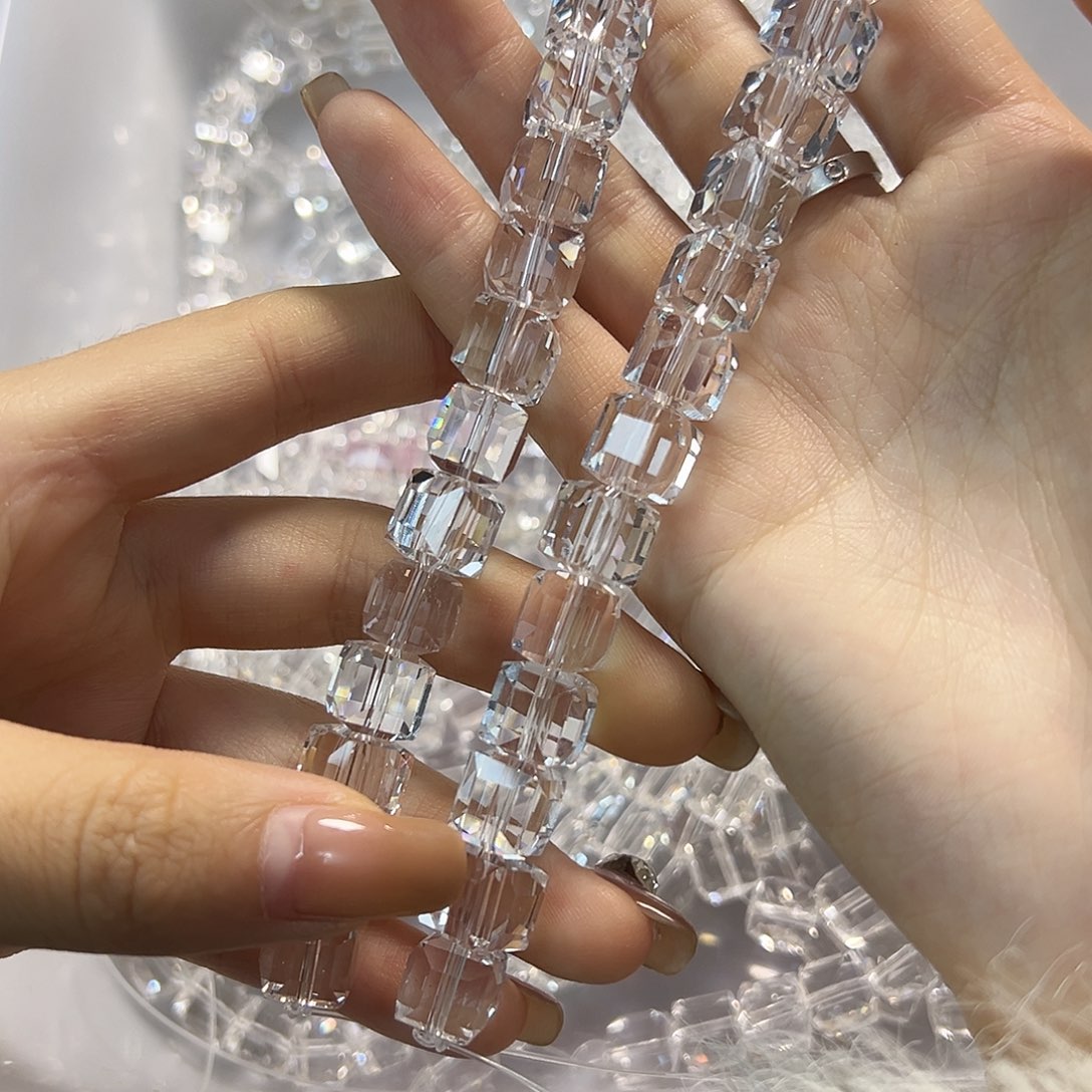 玛瑙/玉髓合金珠宝半成品白水方糖一条卡10