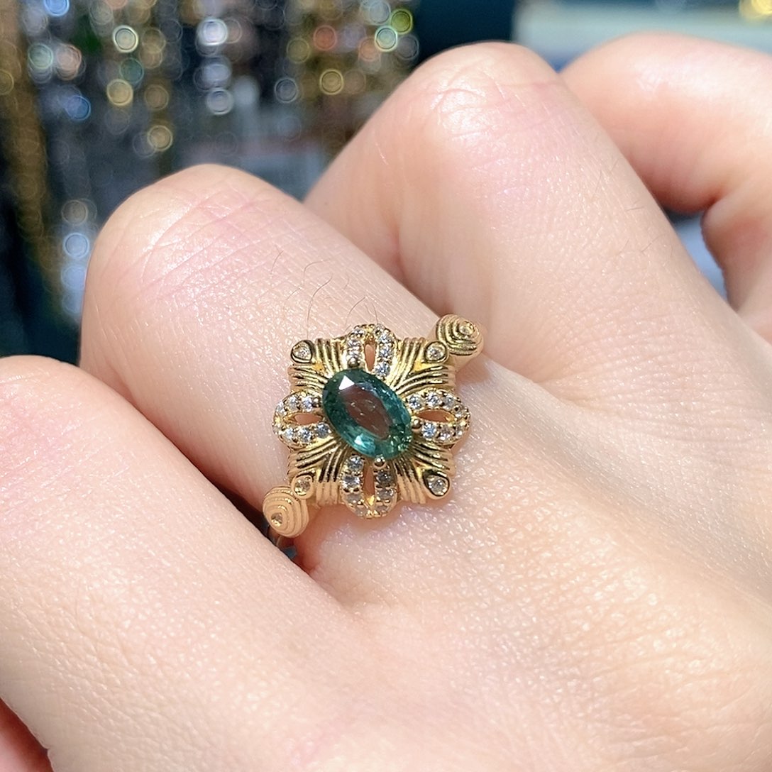 戒指蓝宝石银S925镶嵌天然蓝宝石