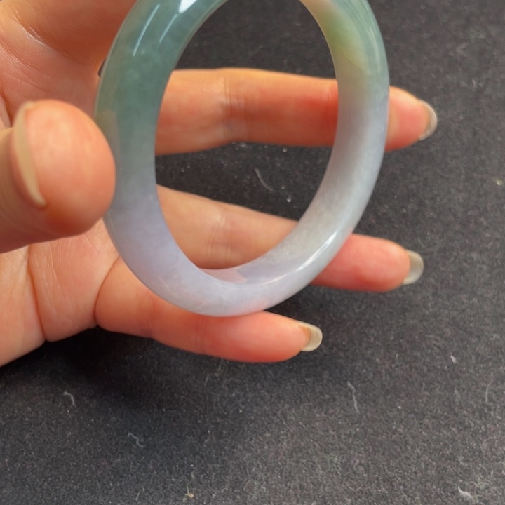 翡翠手镯未镶嵌初**变缅甸天然A货翡翠油青紫罗兰双彩手镯