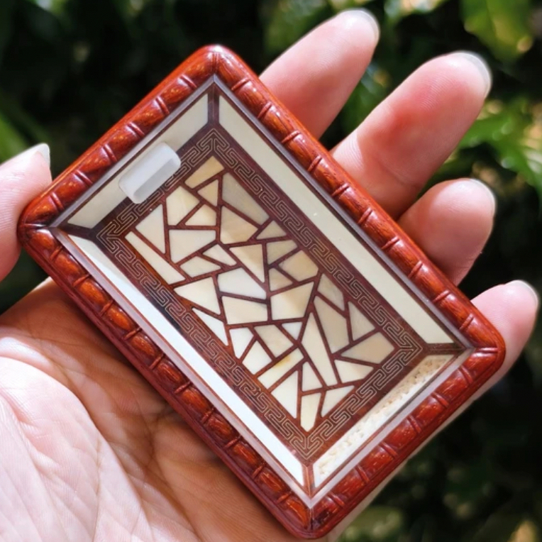 海派名家张圣林本工作品小叶紫檀镶嵌猛犸黄蛉盒蛉虫盒虫具鸣虫盒