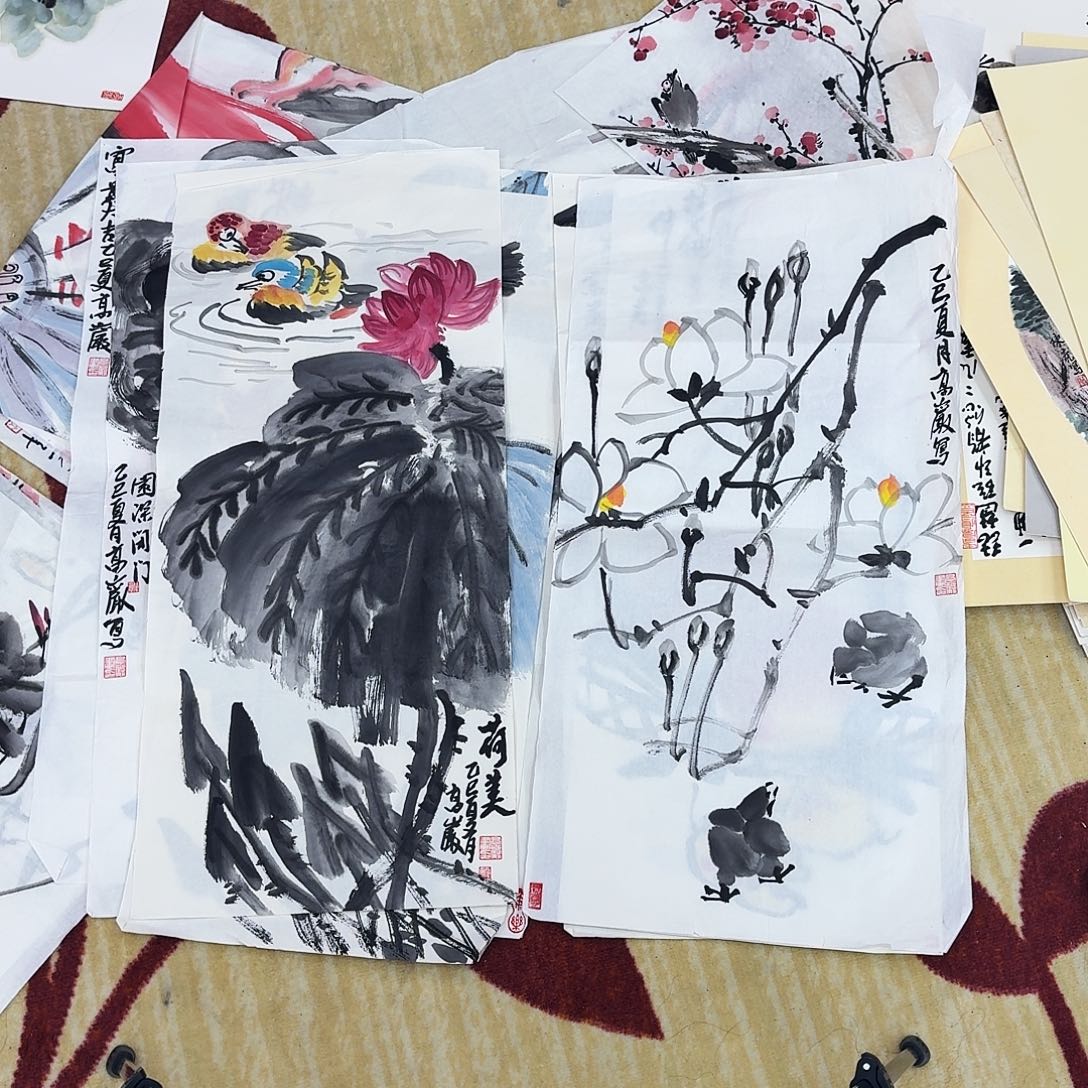 国画四尺四开两张手绘作品