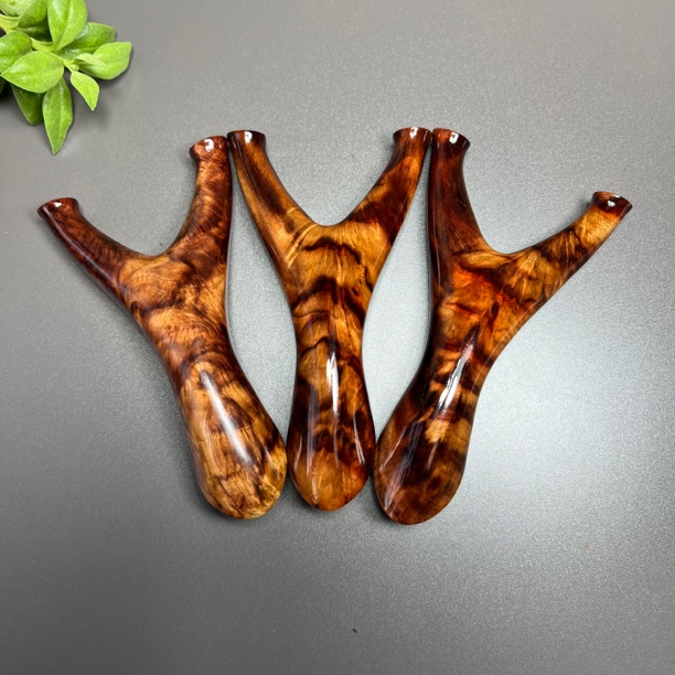 户外变异高花纹水波纹炫彩纹反曲飞虎弹弓扁皮圆头弹架木头弓原木