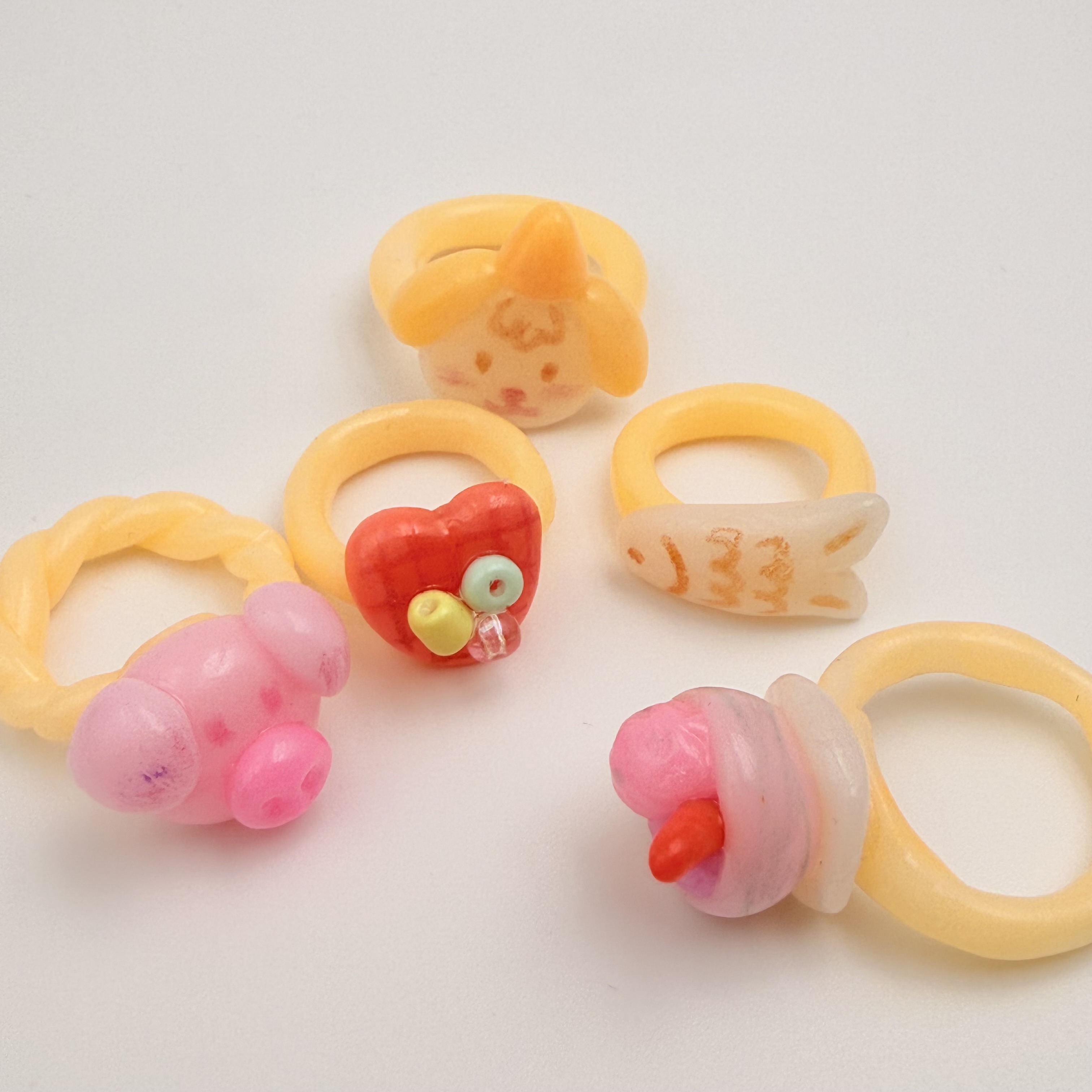 合金石塑粘土戒指 可爱甜美少女戒指手工饰品