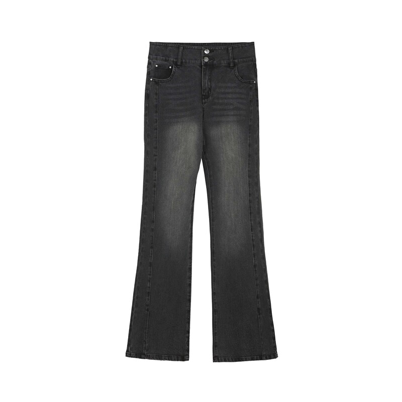 sdeer圣迪奥时尚气质休闲百搭做旧磨白修身直筒牛仔长裤S233Z0802