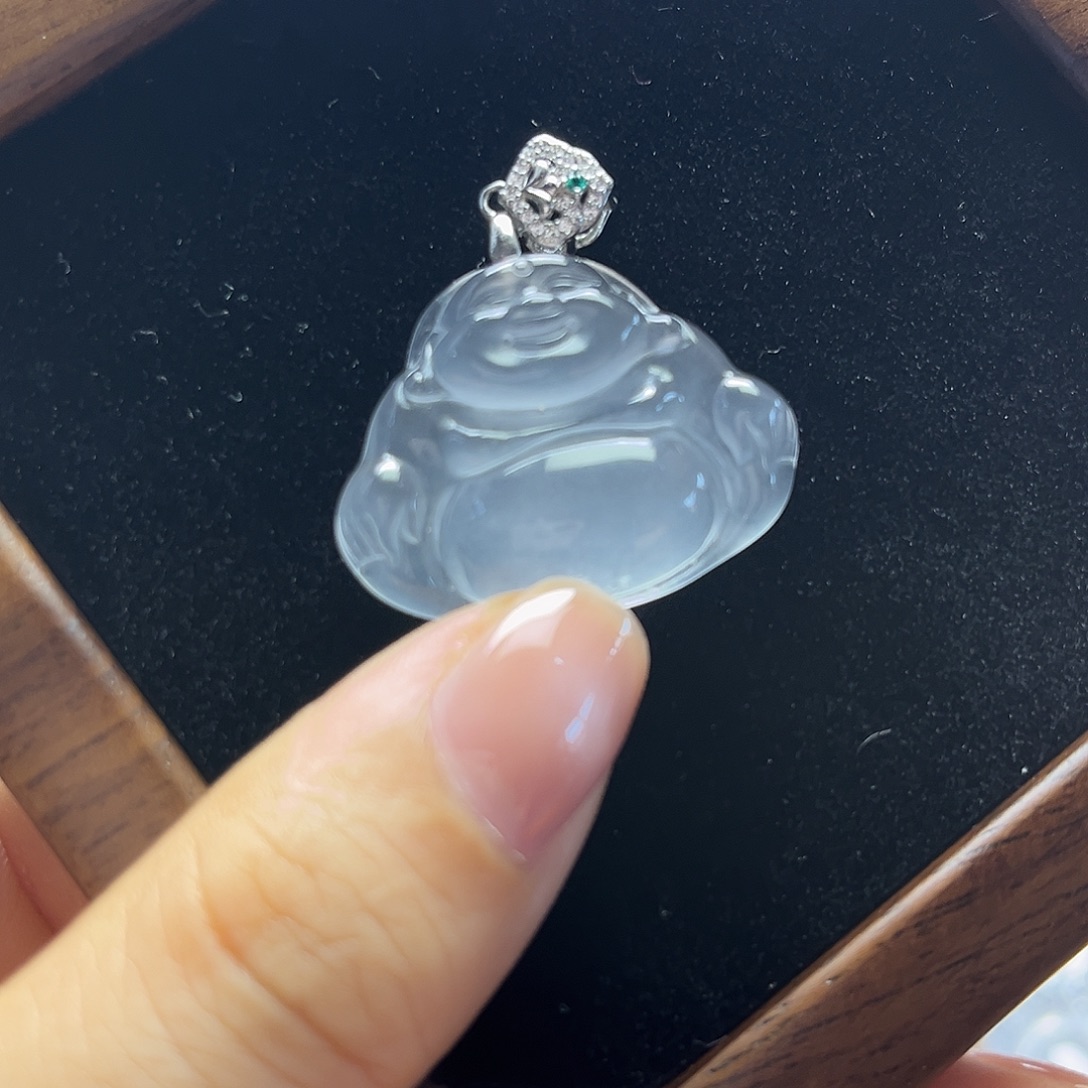 @***洋石英质玉银S925镶嵌颈饰