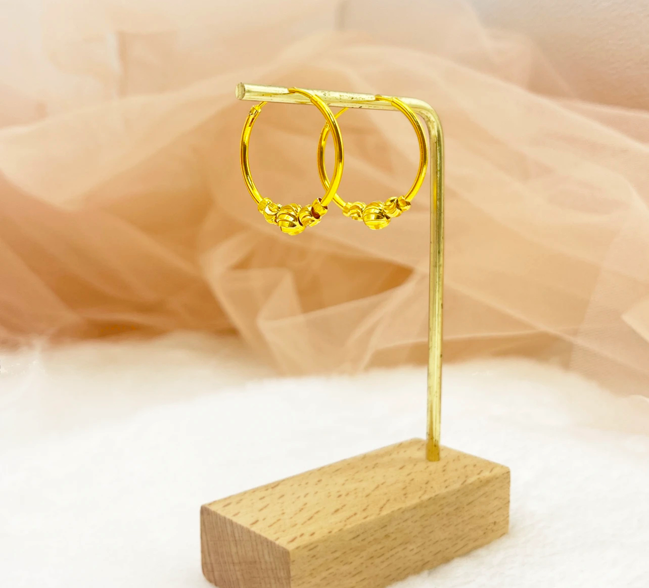 铜合金耳饰  镀k金西瓜珠耳环