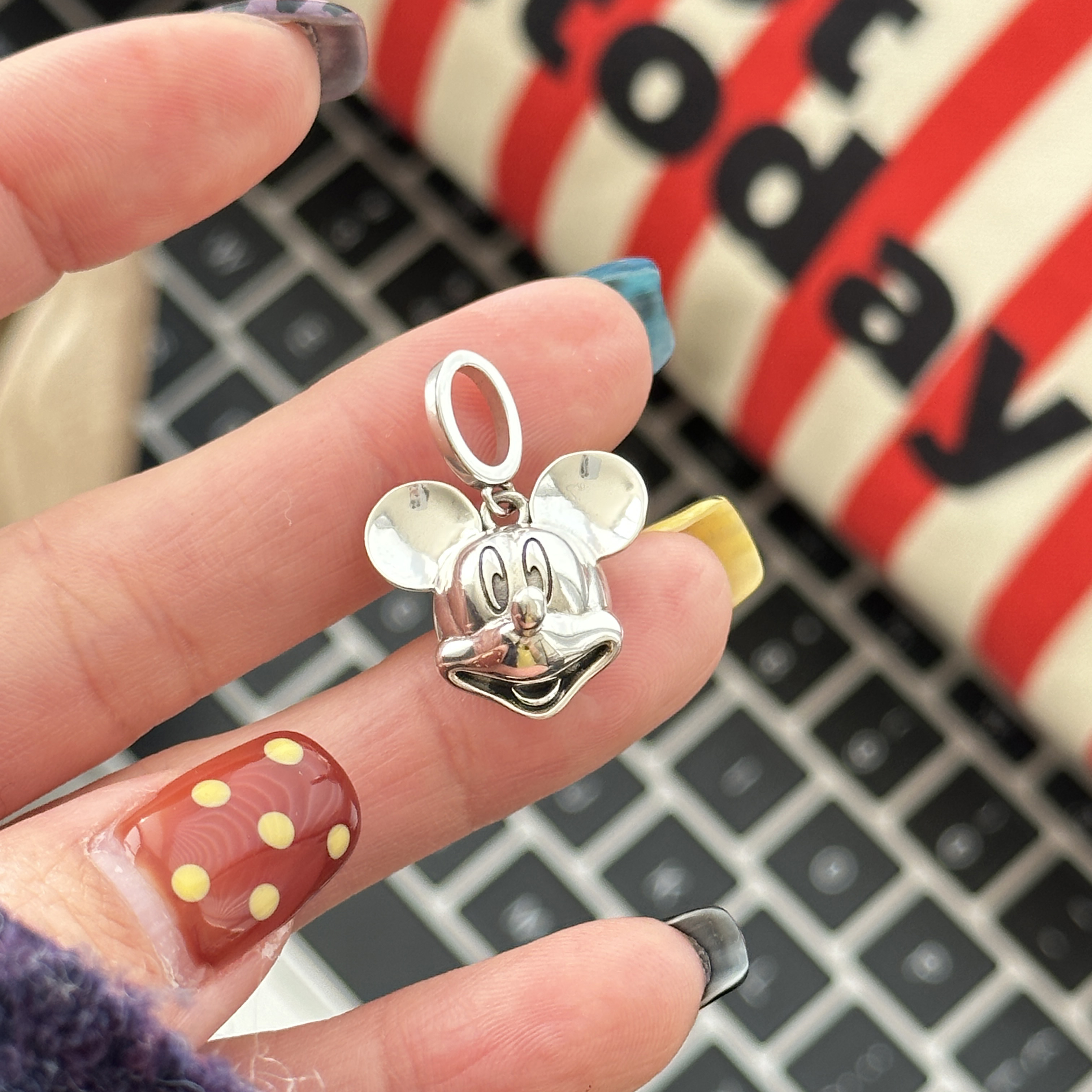 吊坠925银 ins风时尚简约百搭气质女米奇米妮头吊坠 3729