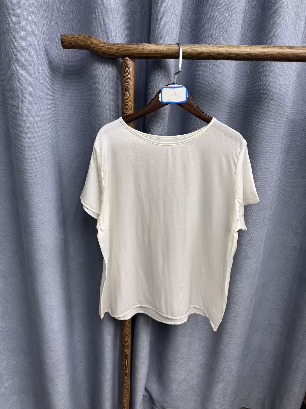 夏季新款休闲时尚圆领桑蚕丝七分袖上衣女T715