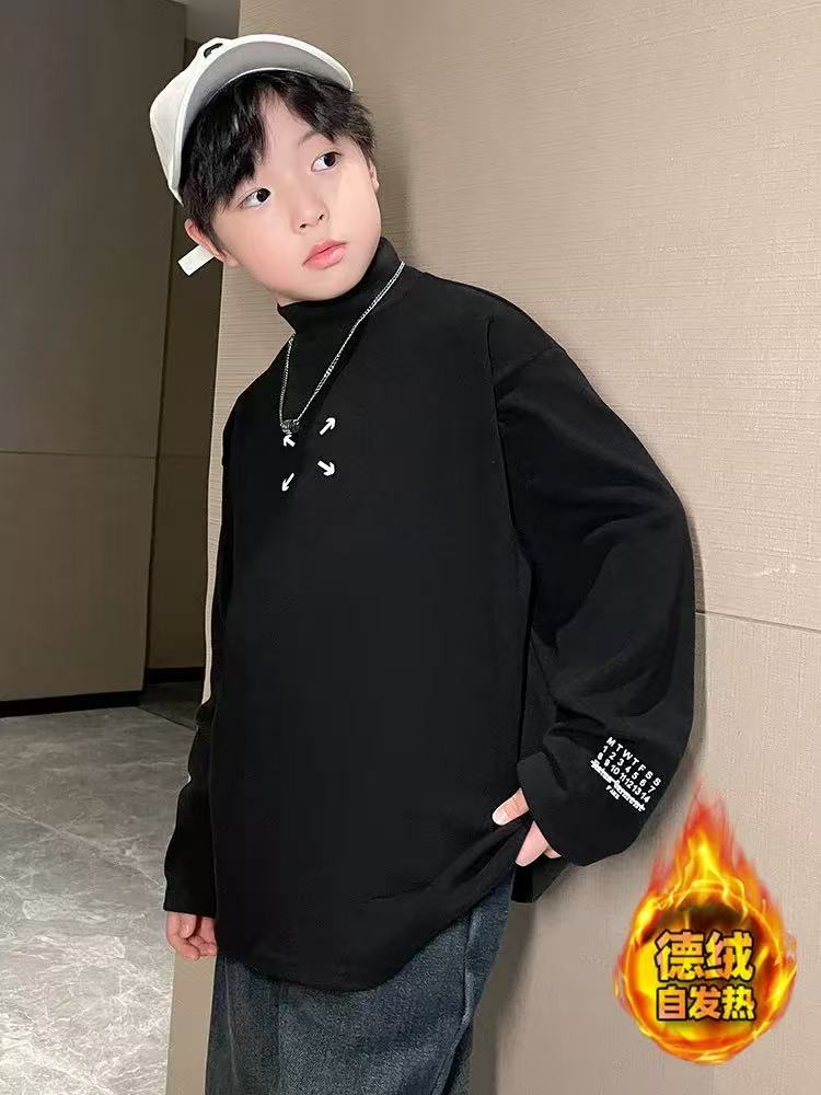 200709童装男童加厚弹力打底衫2025秋儿童德荣奥粒绒加厚打底衫潮