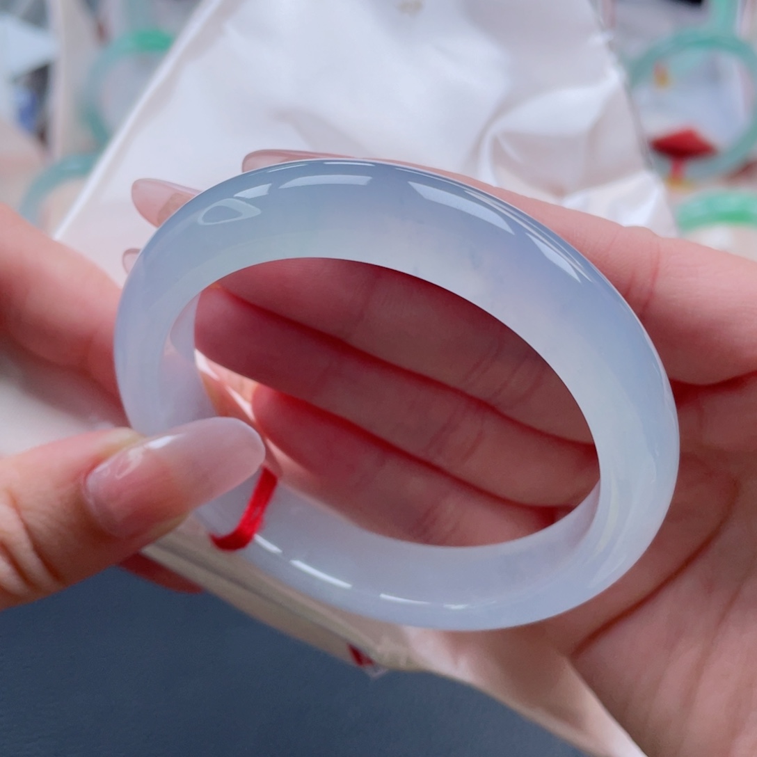 未镶嵌手镯翡翠56.8冰蓝紫月光 怦然心动 起光感 35号