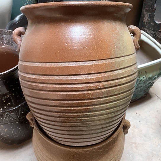 紫砂花盆口24高度30双色