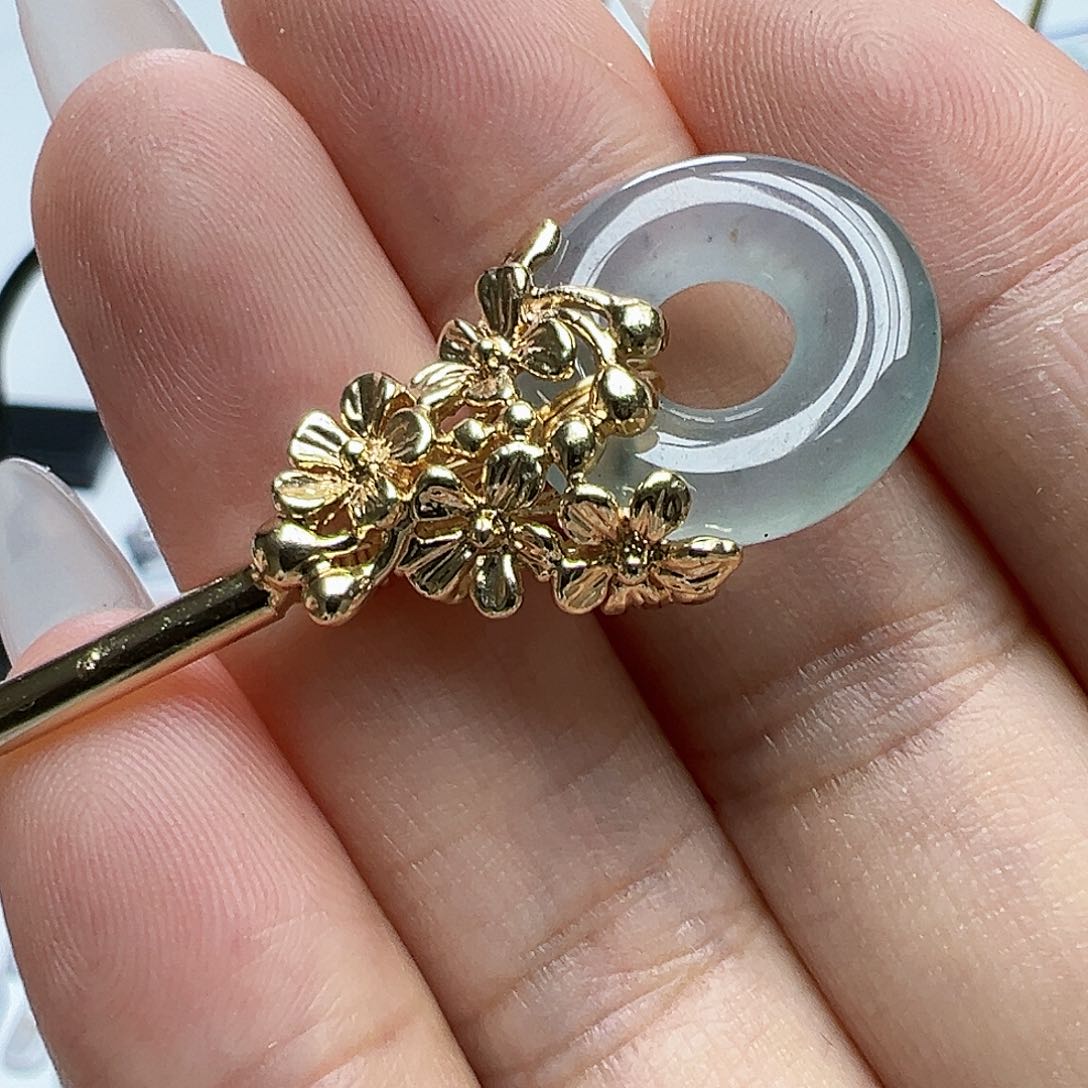 未镶嵌翡翠耳饰天然缅甸A货翡翠发簪