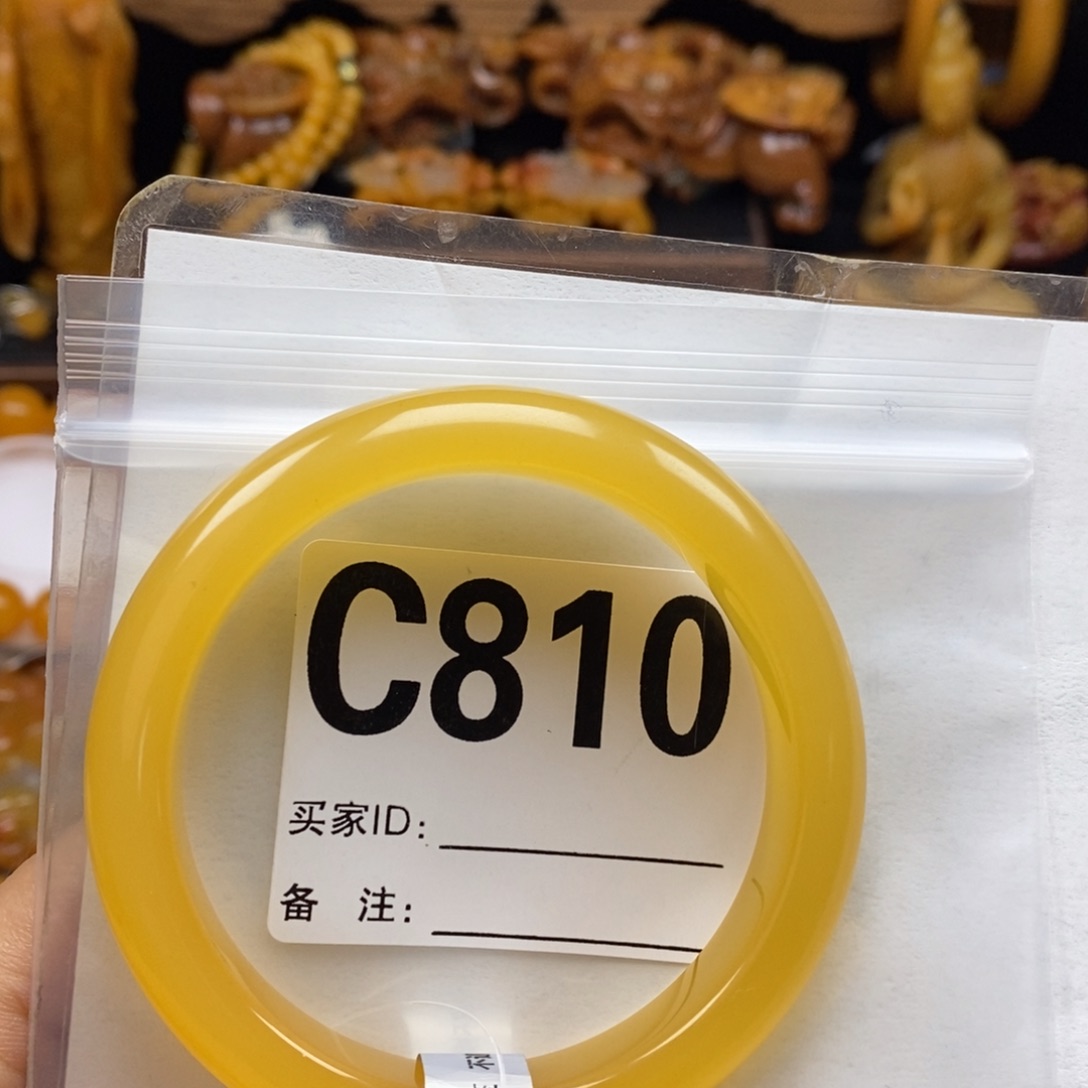 卖***吗石英质玉（黄龙玉）未镶嵌手镯58圈口手镯C810