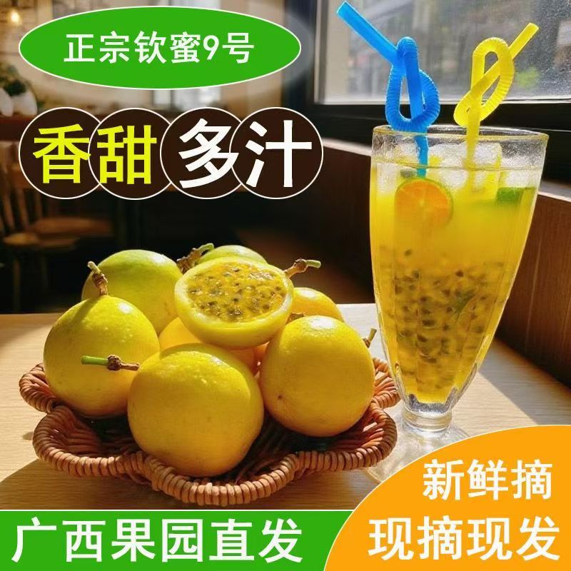 新鲜现摘钦蜜九号百香果肉肉香甜多汁当季热情果水果果园直发