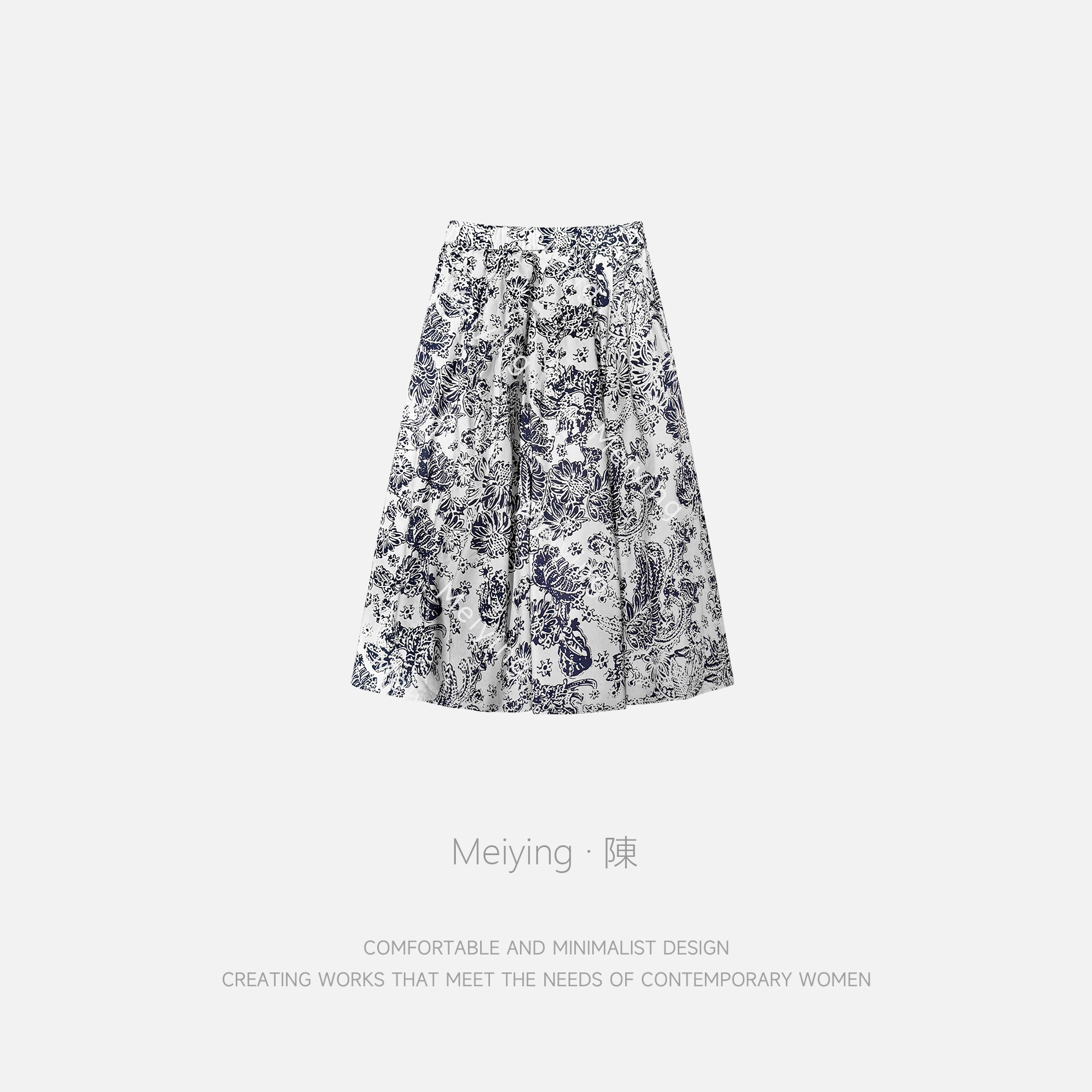 Meiying-2025S/S夏季新品【青花】优雅知性半身裙YA5XS017