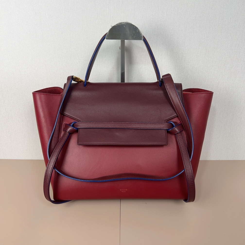 95新 Celine/思琳 celine赛琳中号鲶鱼拼红单肩包cj6929