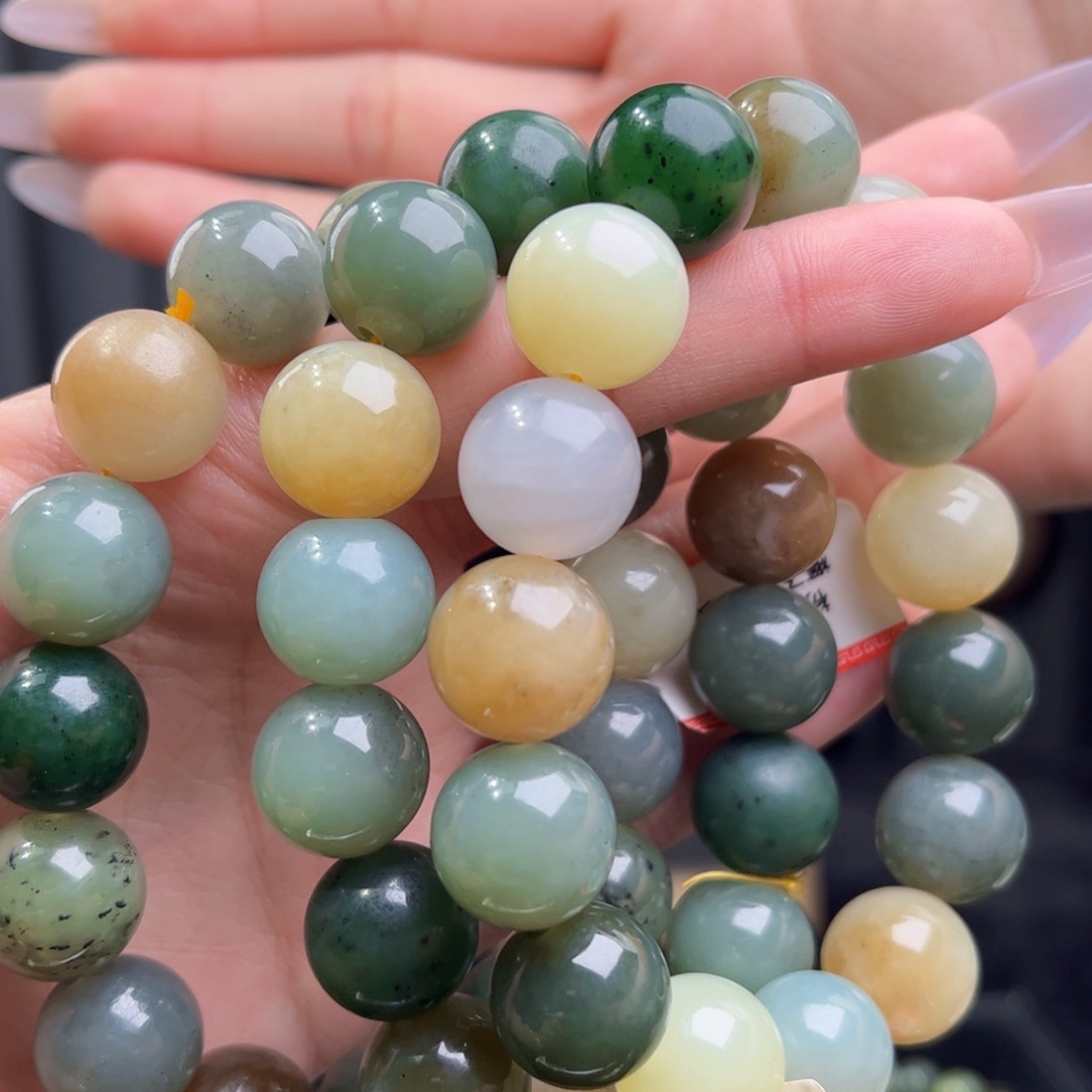 和田玉未镶嵌手链天然和田玉多宝14拍一发一