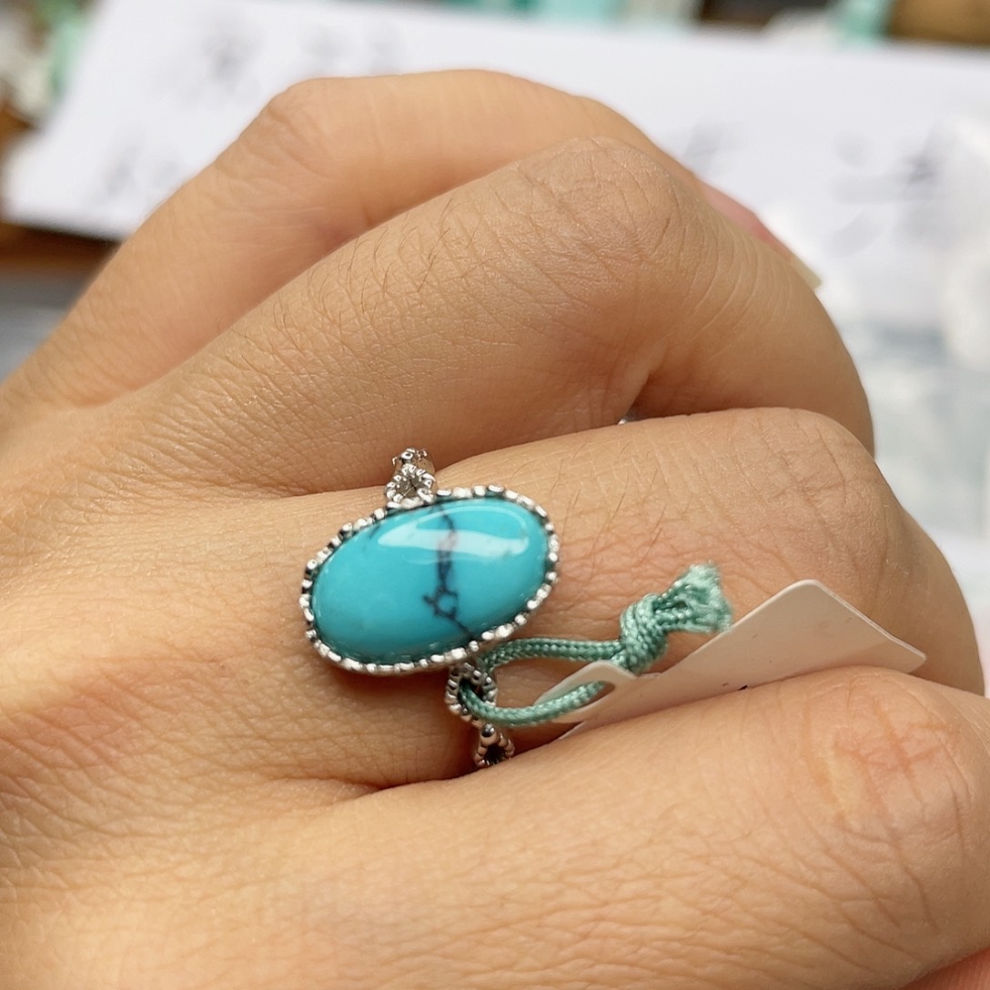 绿松石珠宝奇石银S925镶嵌