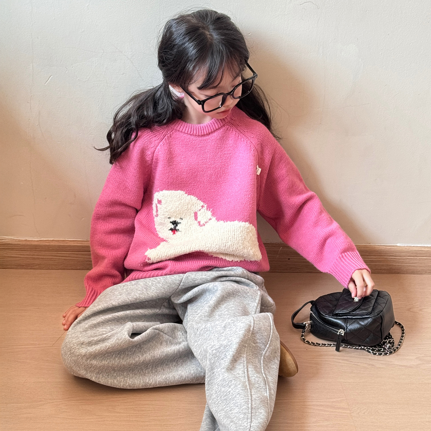 女童韩系毛衣套装2026新款女孩超好看保暖针织衫儿童春装休闲卫裤