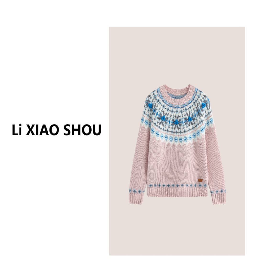 【李小瘦大码女装】新款休闲针织衫复古秋冬羊毛衣女51193D