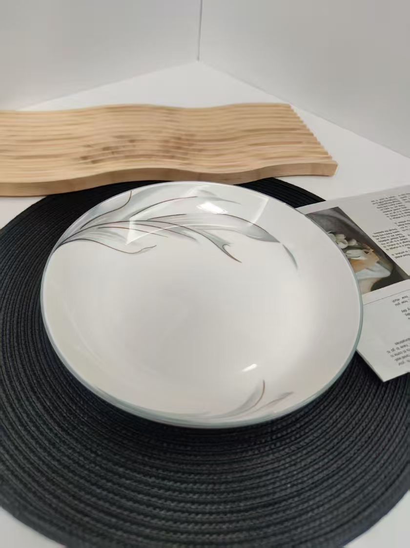 凤舞九天7.5英寸盘子8只装高温釉下彩陶瓷浮雕深盘