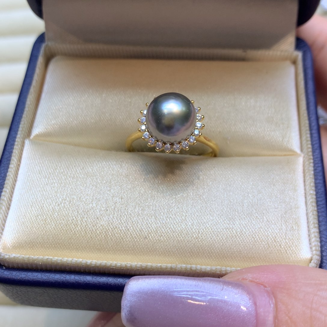 银S925镶嵌戒指海水珍珠