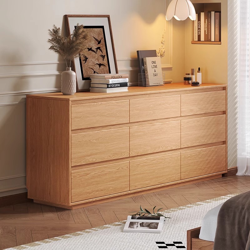 中式收纳柜式简约风斗柜家用靠墙实木储物柜五斗柜抽屉式边柜客厅