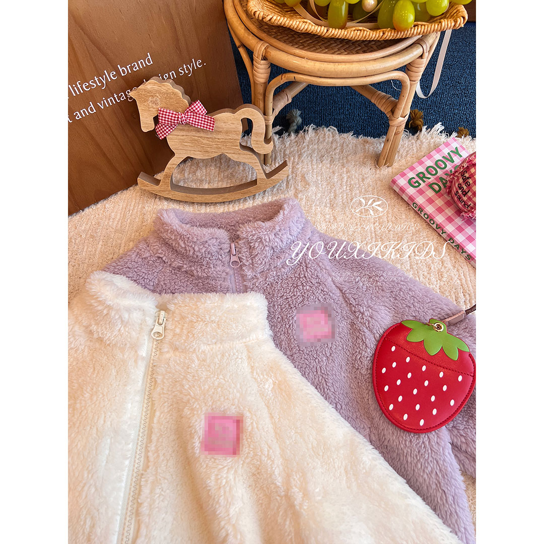 现飞飞家·暖呼呼25女童毛茸茸保暖洋气休闲可内搭拉链外套 FF2978