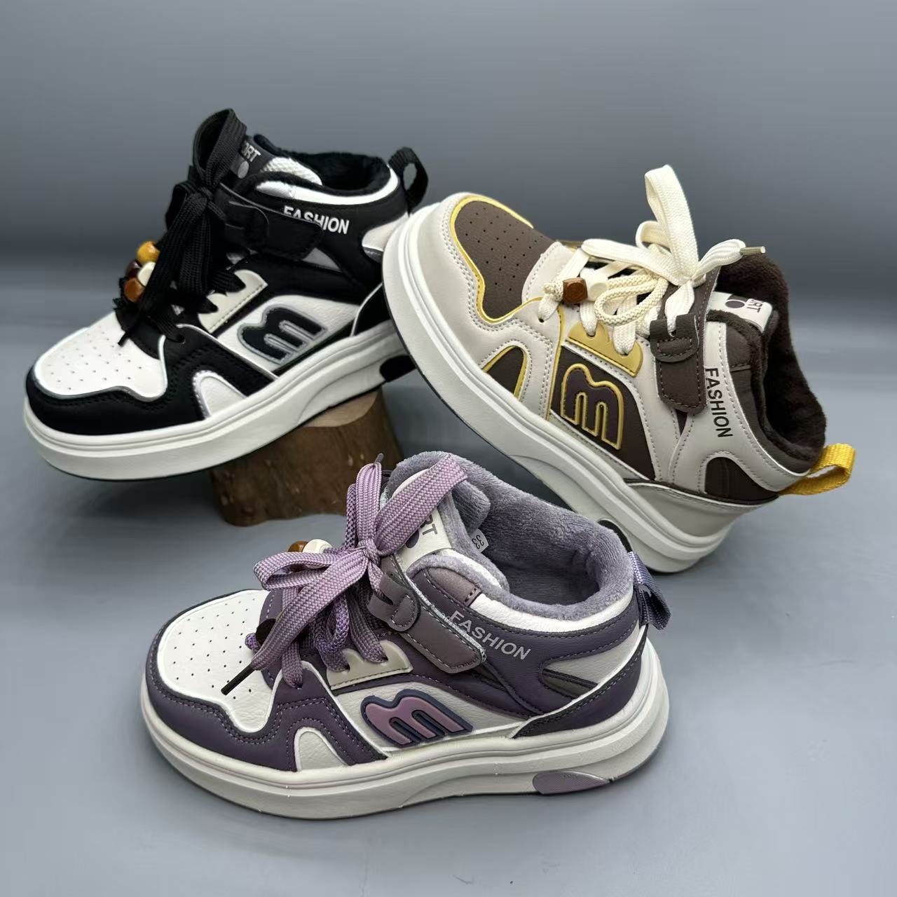 儿童二棉皮面中邦魔术贴童鞋休闲鞋百搭时尚男女童运动鞋8876