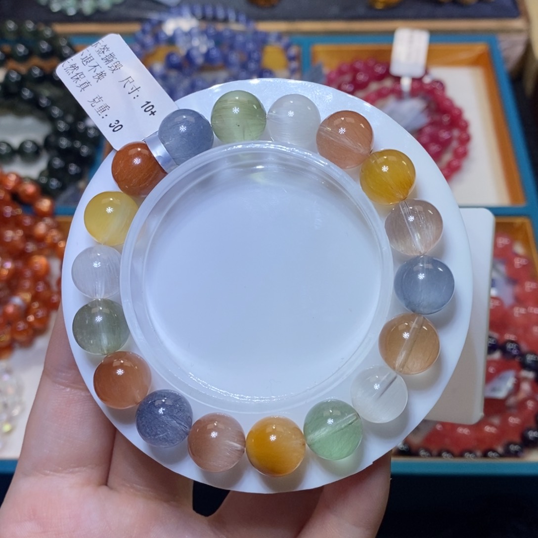 水晶手链未镶嵌彩兔毛手串