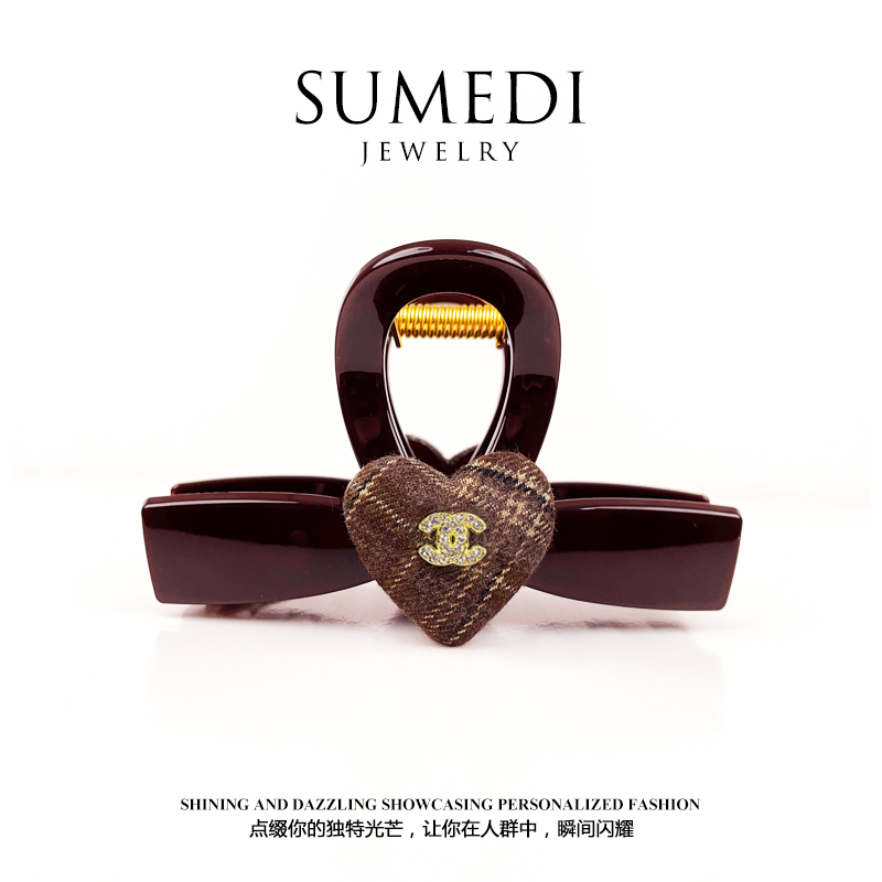 【奢美蒂216】韩系气质甜美爱心抓夹高级感轻奢风新款发夹新娘抓夹